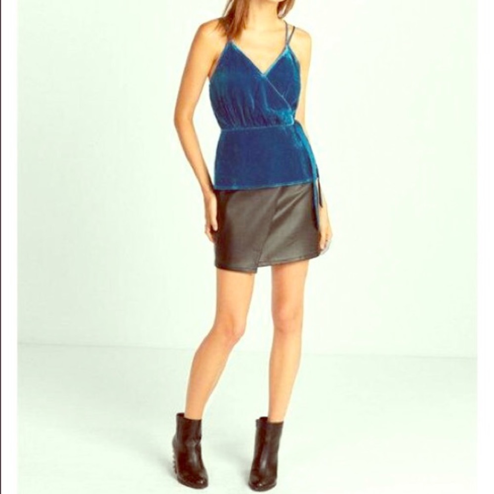 Velvet Wrap Cami in Blue